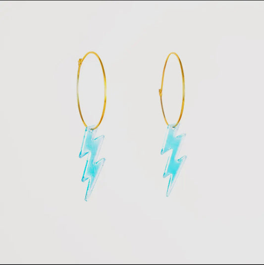 Lightening Bolt Hoop Earrings