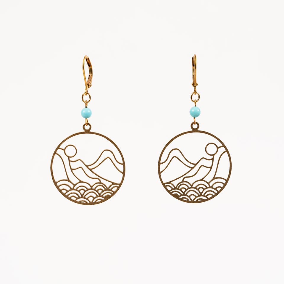 Brass Mountain Waves Earrings